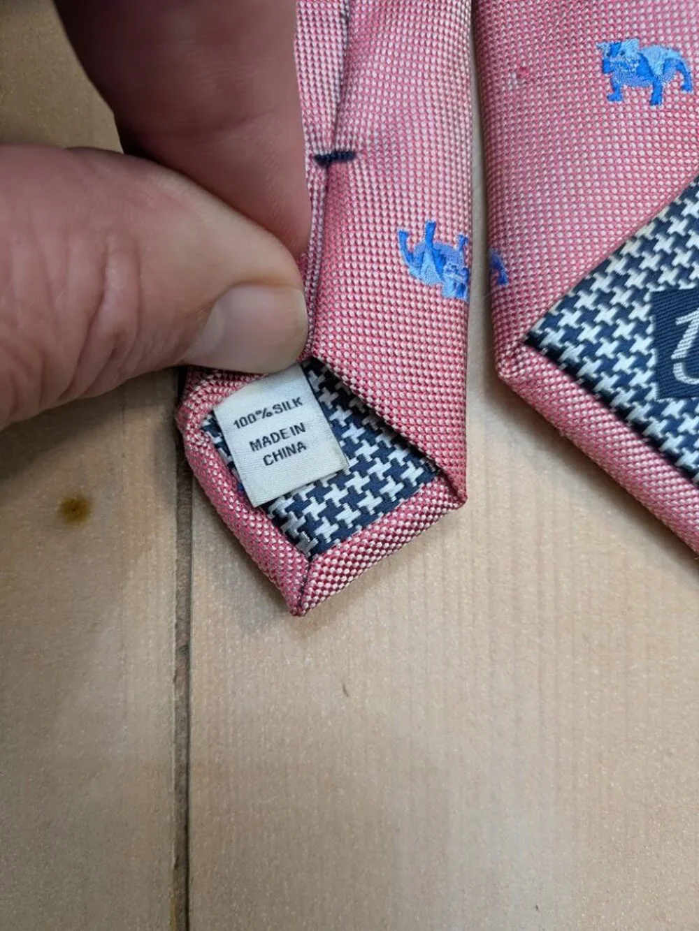 Lot of 2 Silk Neckties Isaac Mizrahi Plaid & Jos A Bank Bull Dog Pink Blue